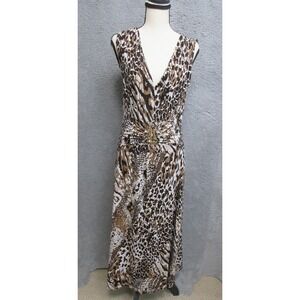 Liz Lange Maxi Dress Womens Medium Animal Print Sleeveless Maternity Mob Wives